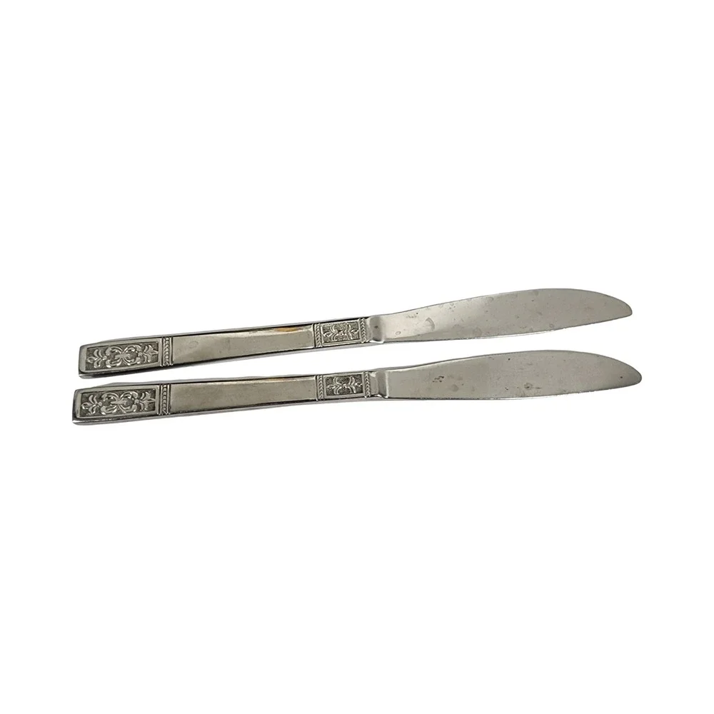 Customcraft Stainless Steel Butter Knives Or Spreaders Set of 2‎ Ornate Handle